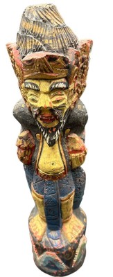 Auktion 369<br>alte Bali Holzfigur, farbig gefasst, wohl Priester, H-41 cm, Altersspuren [1]