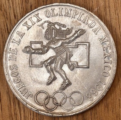 Auktion 369<br>25 Pesos, Mexico Olympiade 1968, Silber -720-, D-3,8 cm, 22,6 gr [1]
