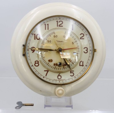 Auktion 369<br>antike Küchenuhr der Firma Diehl, 50&60er Jahre, Werk läuft an, Ziffernblatt mit Rissen, D-24cm [1]