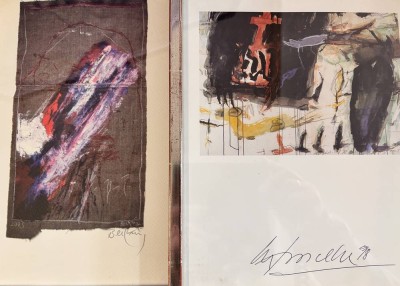 Auktion 369<br>2x moderne Kunstdrucke, unleserlich signiert, ger/Glas, RG 32x22,5 cm [1]