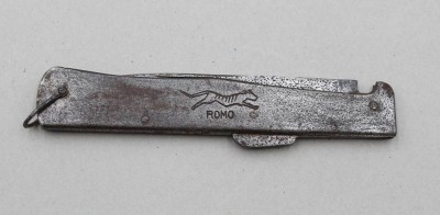 Auktion 369<br>altes Taschenmesser, wohl 1. WK, ROMO gemarkt, Altersspuren, L-13,5cm bis L-23,5cm [1]