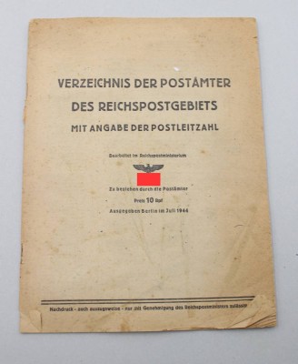 Auktion 369<br>Verzeichnis der Postämter des Reichspostgebiets mit Angabe der Postleitzahl, 1944 [1]