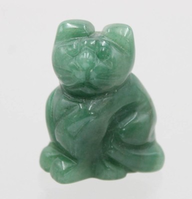 Auktion 369<br>Katzenfigur aus grünem Aventurin, ca. H-4cm [1]