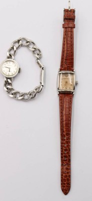 Auktion 369<br>2x div. Damen-Armbanduhren, Dugena Jeunesse (läuft) und Armani (qurz nicht geprüft), ca. D-2cm [1]