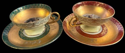 Auktion 369<br>2x Moccatassen mit U.T. Bienenkorbmarke, wohl 