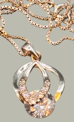 Auktion 369<br>lange Halskette mit Anhänger-925-, klarer Stein, Kette ,L-48 cm, 6,1 gr [1]