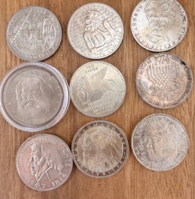 Auktion 369<br>9x 5 DM Silber Sondermünzen, BRD [1]