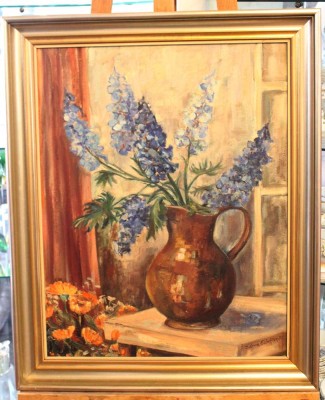 Auktion 369<br>Iliona Scheffler'52, Blumenstilleben, Öl/Hartfaser, gerahmt, RG 82 x 66cm [1]