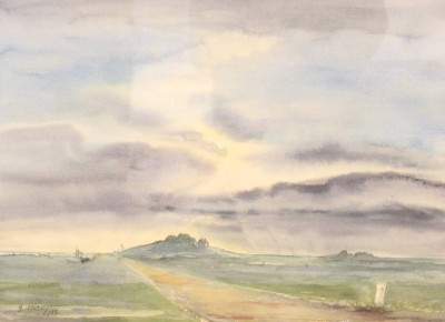 Auktion 369<br>unleserl. signiert '86, Hallig Hooge, Aquarell, ger./Glas, 60 x 72,5cm [1]