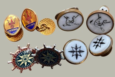 Auktion 369<br>4  Paar Manchetten-und Blusenknöpfe, 1x Maserati, 1x Neckermann-Club der Kreuzfahrer z.B. [1]