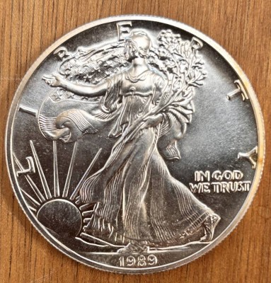 Auktion 369<br>ein Dollar 1989,Silver Eagle USA, eine Unze Feinsilber-999-, [1]