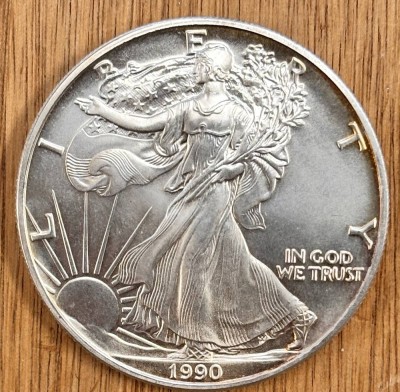 Auktion 369<br>1 US Dollar Silver Eagle, Unze Feinsilber,1990, [1]