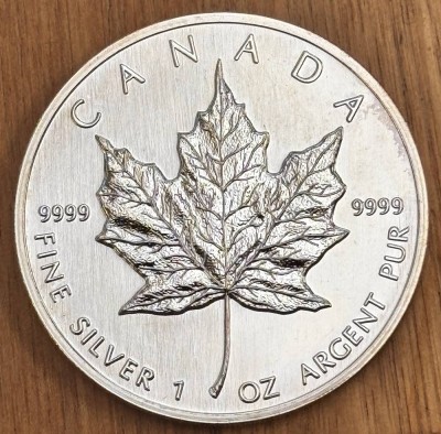 Auktion 369<br>5 Dollar 1990, Canada, Maple Leaf, Unze Feinsilber-999 [1]