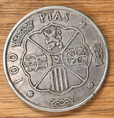 Auktion 369<br>100 Pesetas, 1966, Spanien, Silber-800-, Franco, 19,1 gr [1]