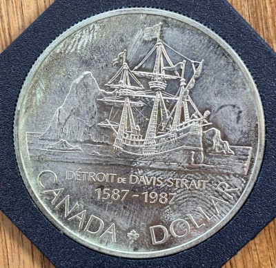 Auktion 369<br>1 Dollar Kanada Davis Polarschiff 1987, Silber, 23,5 gr. [1]