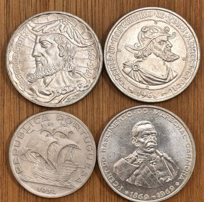 Auktion 369<br>3x 50, 1x 10 Escudos, Silber, Portugal, ab 1954, zus. ca. 66 gr [1]