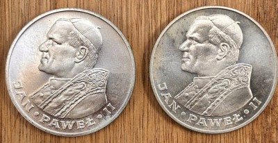 Auktion 369<br>2x 1000 Złotych Papst Johannes Paul II. Silbermünzen, Polen 1983, ca. 29 gr. zusammen [1]