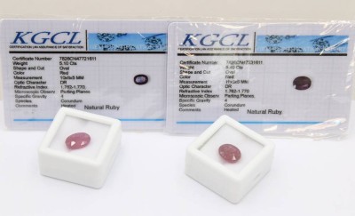 Auktion 371<br>2x Rubine, erhitzt, zus. ca. 10,5ct, anbei KGCL-Zertifikate [1]