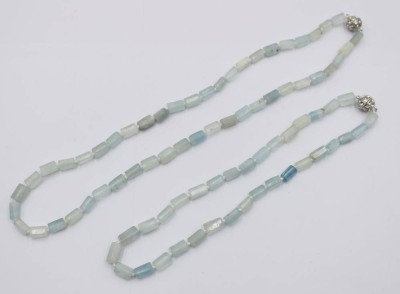 Auktion 369<br>2x Halsketten, Aquamarin-Rondellen, Magnetschließen, ca. L-60cm [1]