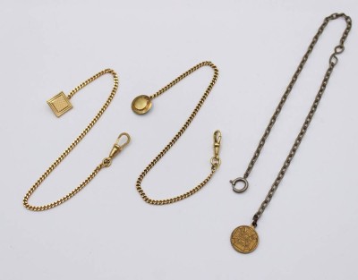 Auktion 369<br>3x Uhrenketten, 1x älter mit Medaillenminiatur [1]