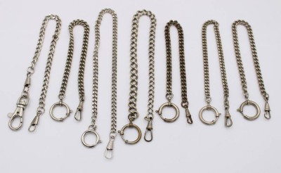 Auktion 369<br>7x silberfarbene Uhrenketten, teilw. älter [1]