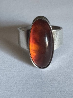 Auktion 369<br>Vintage N. E. From Sterling Silver 925 Ring mit Amber,Ring, Große  56 ,Gestempelt  N. E. Von (Niels Erik From) STERLING DENMARK -925-S [1]