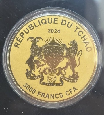 Auktion 369<br>Goldmünze Tschad 3000 CFA, Gold-999- 