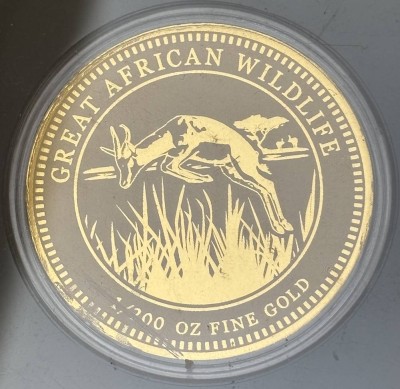 Auktion 369<br>Goldmedaille-999-, afrik. Springbock, mit Zertifikat [1]