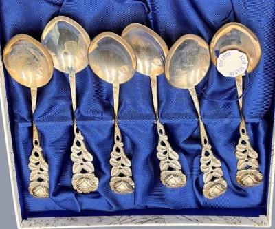 Auktion 369<br>6 Kaffeelöffel, Silber-800- 