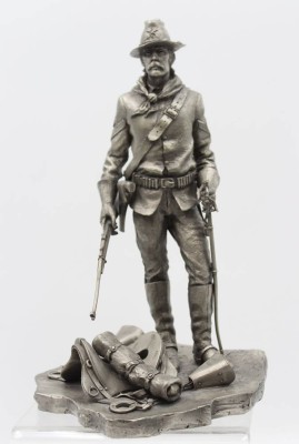 Auktion 369<br>hohe Zinnfigur,  Franklin Mint, Der Kavallerist , 1983, ca. H-28cm [1]