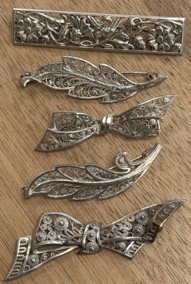 Auktion 370<br>5x div. Silber Filigran-Broschen, B-max. 6 cm, ca. 20 gr [1]