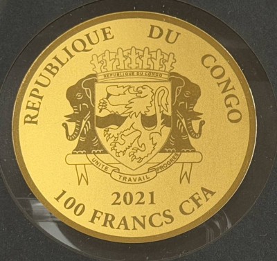 Auktion 370<br>Goldmünze -999- 100 Francs, Kongo, Tut-nch-Amun 2021, D-40 mm, 1/200 oz, limitiert [1]