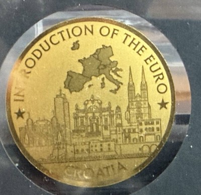 Auktion 370<br>Goldmünze -999- 100 Francs, Kongo, Croatia  2023, D-40 mm, 1/200 oz, limitiert mit Zertifikat [1]
