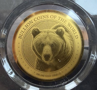 Auktion 370<br>Goldmünze -999- 5000 Francs, Kongo, Panda 2025, D-40 mm, 1/200 oz, limitiert mit Zertifikat [1]