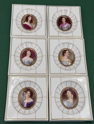 Auktion 370<br>6x Portrait Miniaturen, Kunstdrucke auf  