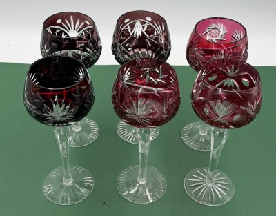 Auktion 370<br>6x div. Buntglas-Römer, H-ca. 20 cm [1]