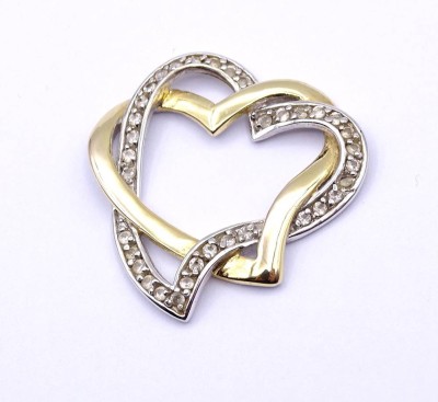 Auktion 370<br>Herzförmiger Anhänger mit Zirkone, Silber 925/000, bicolor, 3,0x3,0cm, 5,5g. [1]