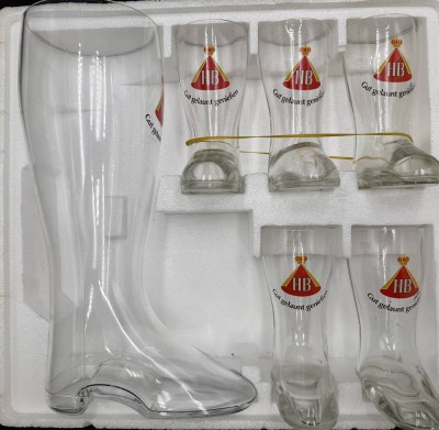 Auktion 370<br>6 tg. Bierstiefelset mit HB Werbung, in orig. Verpackung [1]
