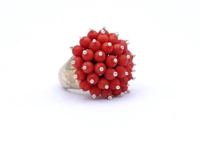 Auktion 370<br>Korallenring Silber 925/000, 13,6g., RG 52 [1]