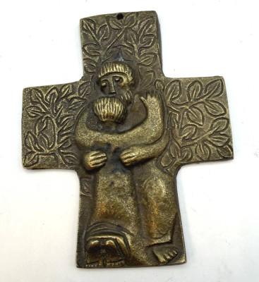 Auktion 370<br>kl. Bronze Kreuz mit Bibelspruch verso, 9x7,5 cm [1]