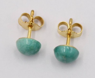 Auktion 370<br>Paar Ohrstecker, 333er Monturen, türkisfarbene Steine, 1,1gr., D-0,5cm [1]