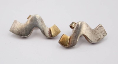 Auktion 370<br>Paar Design-Ohrstecker, 925er Silber, 5,8gr., L-2,5cm [1]