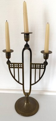 Auktion 370<br>Jugendstil-Bronze Kerzenständer,  Entwurf?,  H-43 cm, B-25 cm [1]