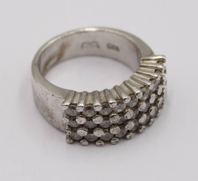 Auktion 370<br>925er Silber-Ring, mit klaren Steinen, 11,9gr., RG 57 [1]