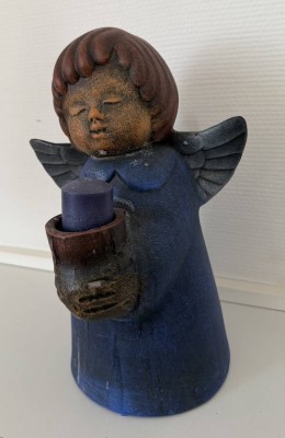 Auktion 370<br>gr. Weihnachts-Kerzenengel, blau, HandaRBEIT, H-32 cm [1]