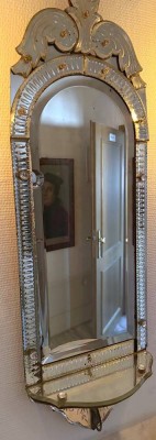 Auktion 370<br>vintage Murano-Wandspiegel, H-ca. 90 cm, B-30 cm, Altersspuren [1]