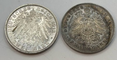 Auktion 370<br>2x 2 Mark, Preussen 1888 und 1913, Friedrich und Wilhelm II [1]