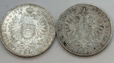 Auktion 370<br>2x  1 Florin, Kaiser Franz Josef I, Austria, Silber, 1879 und 1886 [1]