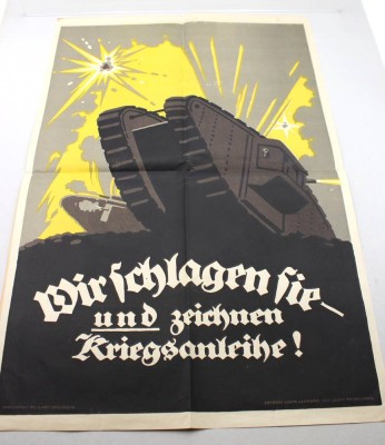 Auktion 370<br>Propagandaplakat aus dem Ersten Weltkrieg, Faltstellen, ca. 72 x 48cm [1]