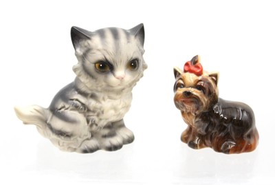 Auktion 370<br>2x Tierfiguren, Goebel, Katze und Hundm ca. H-8cm [1]